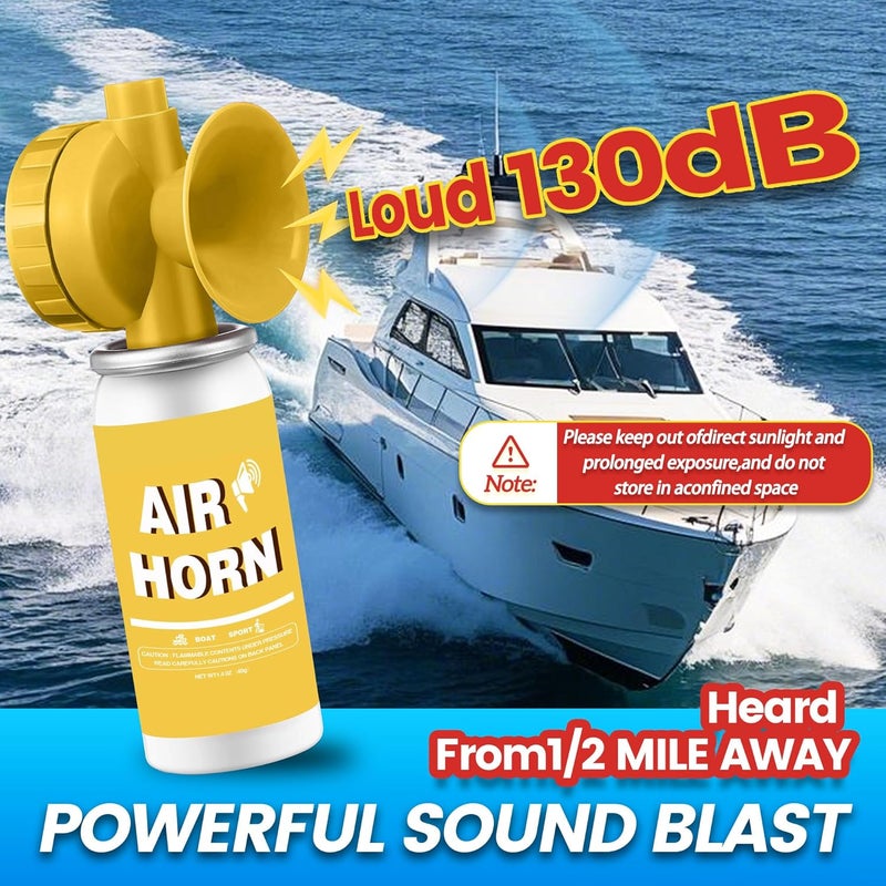 TatHello 1.4oz Boat Air Horn,130DB Loud Mini Safety Bear Horn Can,Air Horns for Self Defense,Emergency,Sporting Events,Camping essentials,Yellow - Image 2